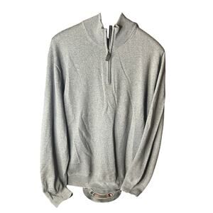 JOS A Bank Quarter Zip Gray 100% Italian Merino Wool sweater size xl
